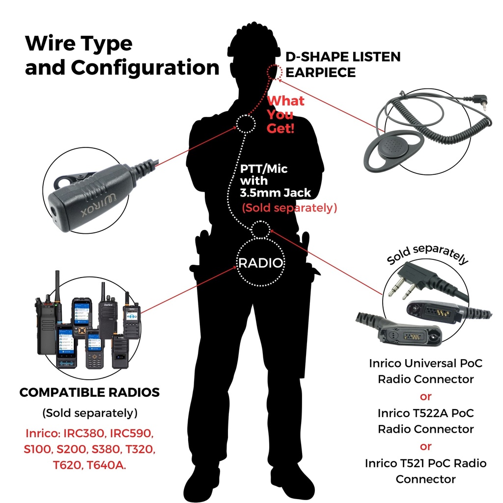 Wirox Listen Only D-Shape Hook Earpiece