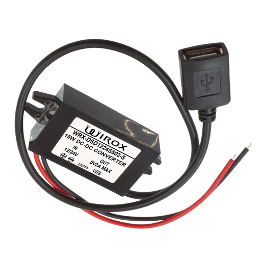 [WRX-12V-S-USB] Wirox 12V Bare Leads to Single USB A Female