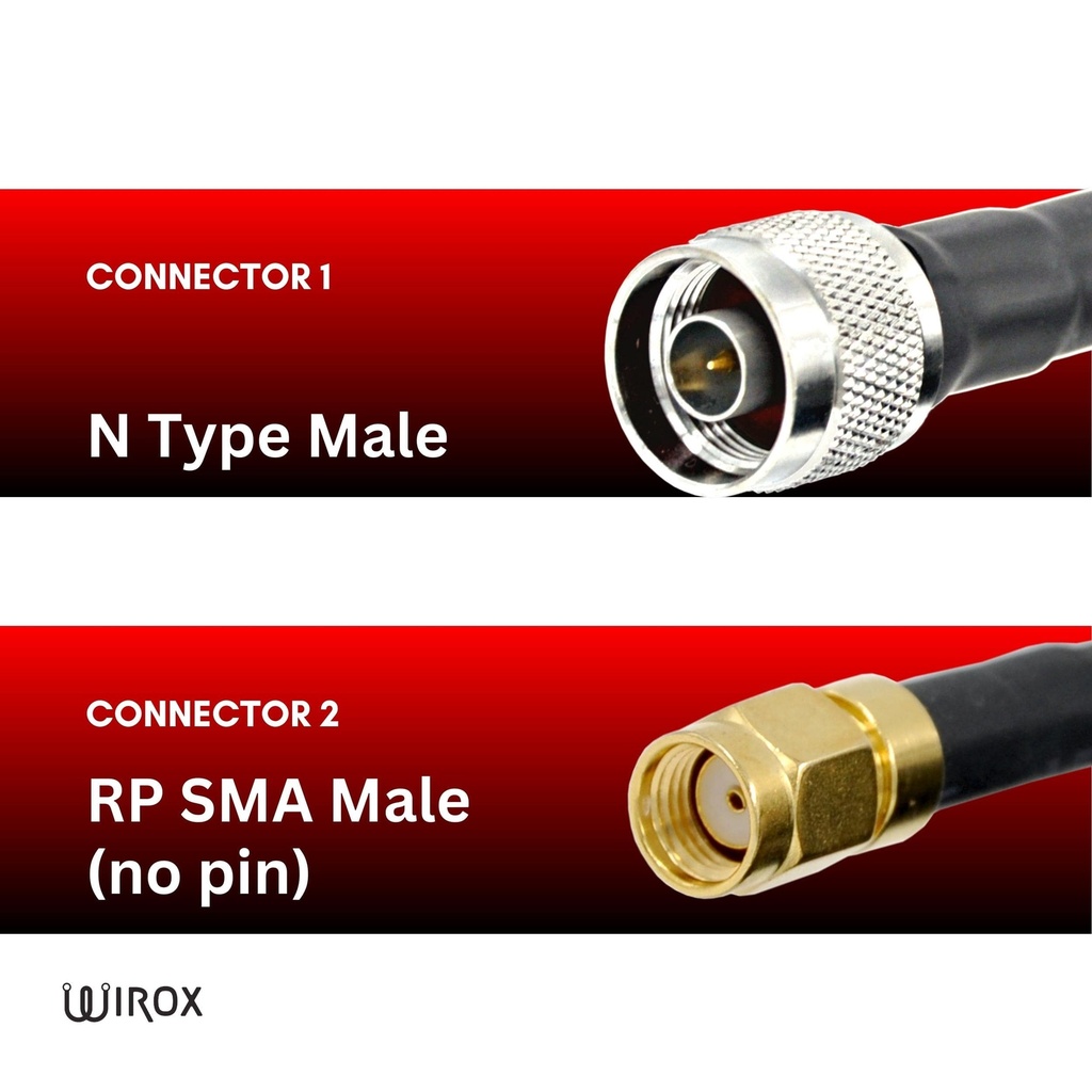 2m/6.5ft LMR240 Equivalent Low Loss Coaxial Cable (N Male/RP SMA Male)