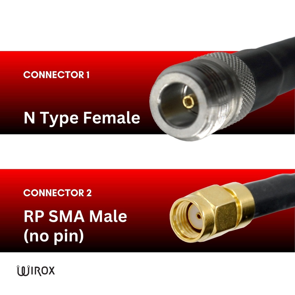 Wirox 1.2m/4ft (N Female/RP SMA Male) LMR240 Equivalent Coax Cable
