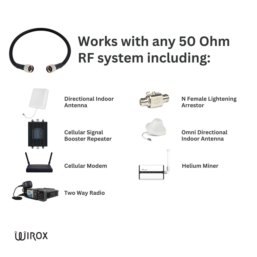 Wirox 0.5m/1.6ft (N Male/N Male) LMR400 Equivalent Coax Cable