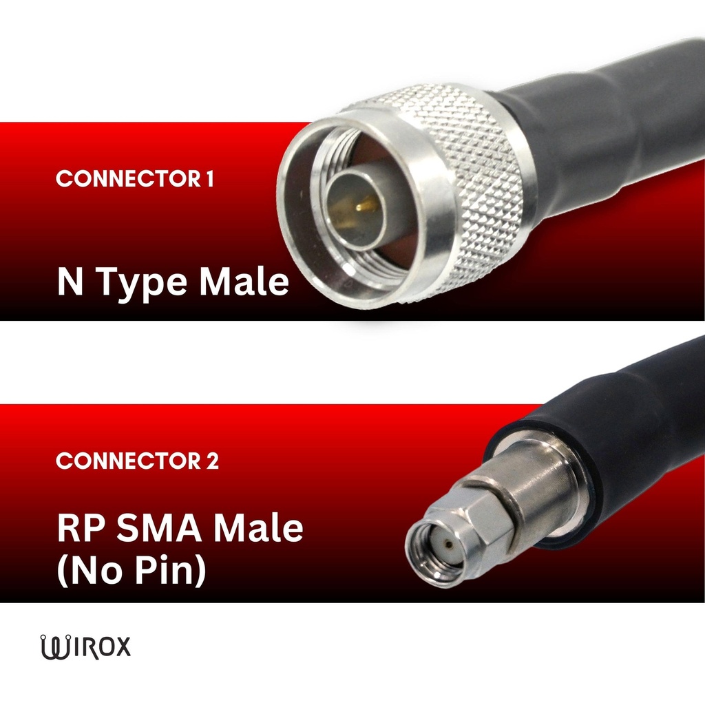 Wirox 9m/30ft (N Male/RP SMA Male) LMR400 Equivalent Coax Cable
