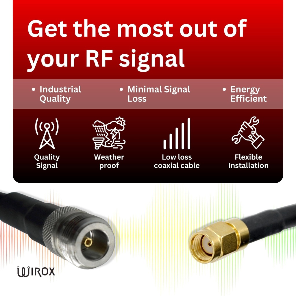 Wirox 2m/6.5ft (N Female/RP SMA Male) LMR240 Equivalent Low Loss Coaxial Cable