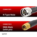1.2m/4ft LMR240 Equivalent Low Loss Coaxial Cable (N Male/RP SMA Male)