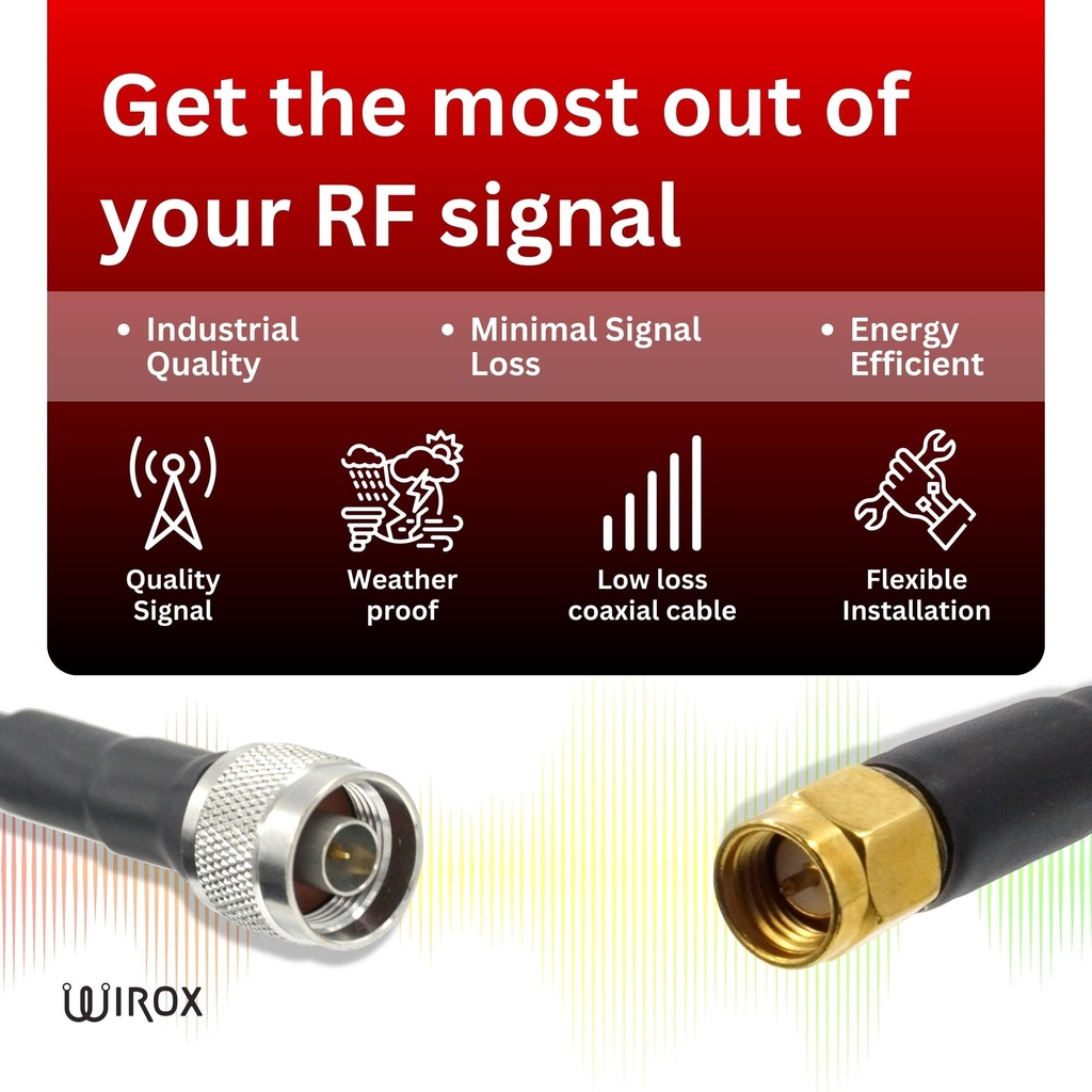 1.2m/4ft LMR240 Equivalent Low Loss Coaxial Cable (N Male/RP SMA Male)