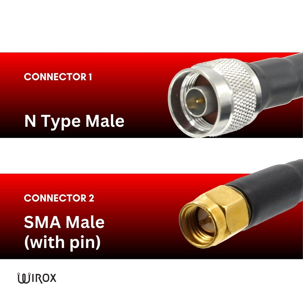 Wirox 2m/6.5ft (N Male/SMA Male) LMR240 Equivalent Low Loss Coaxial Cable