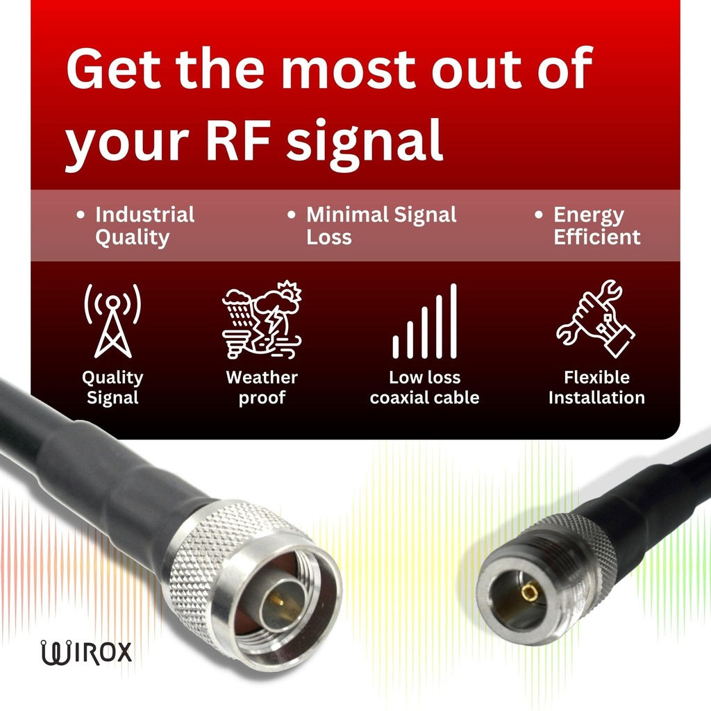 Wirox 23m/75ft (N Male/N Female) LMR400 Equivalent Low Loss Coaxial Cable