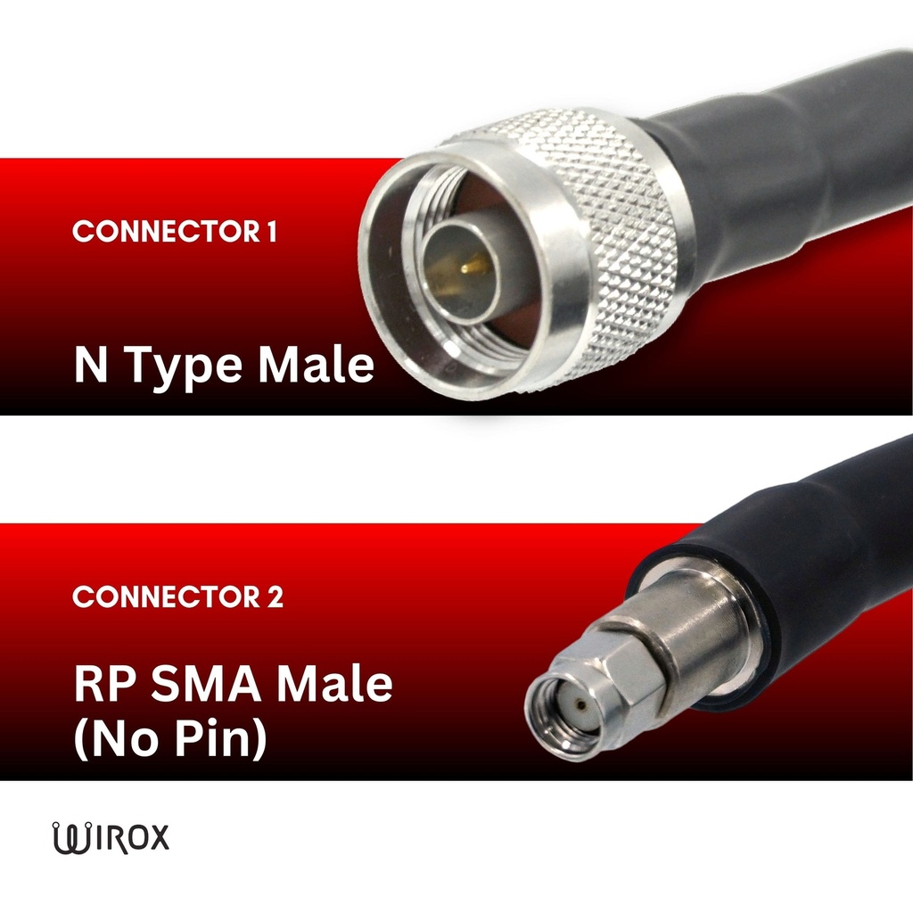 Wirox 15m/49ft (N Male/RP SMA Male) LMR400 Equivalent Coax Cable