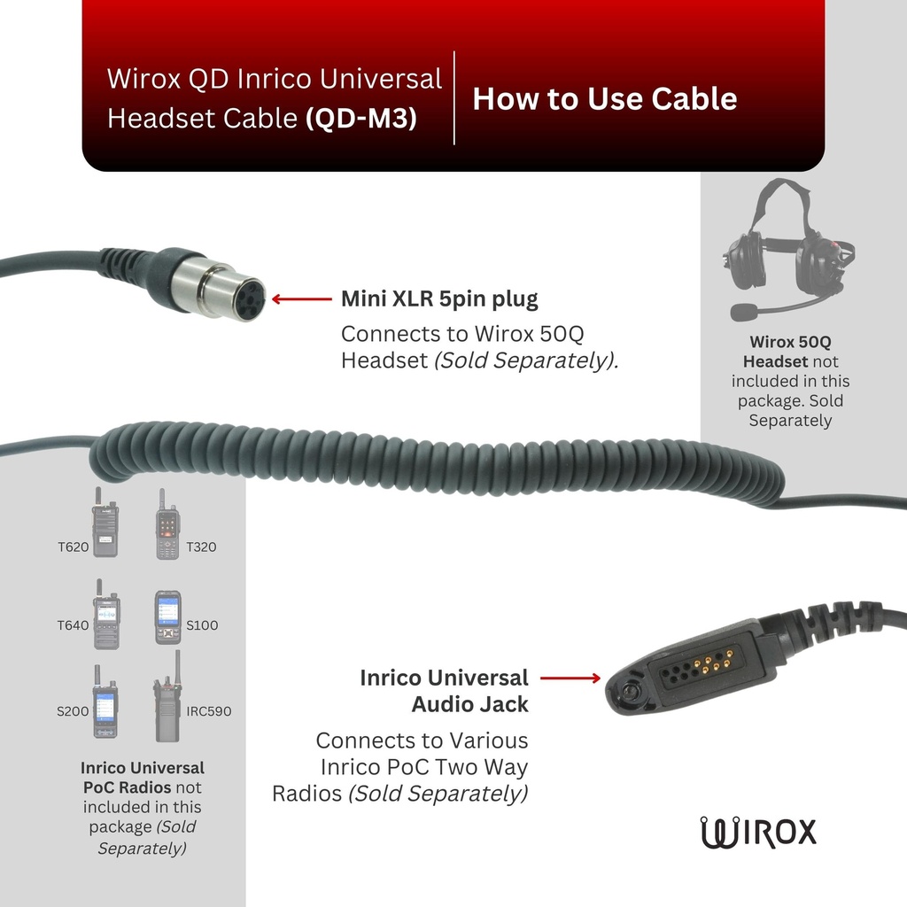 Wirox QD Inrico Universal Headset Cable