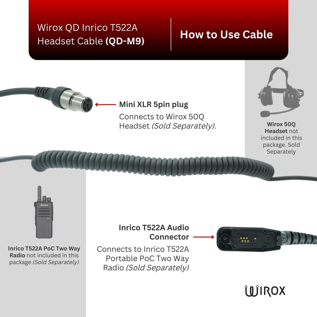 Wirox QD Inrico T522A Headset Cable