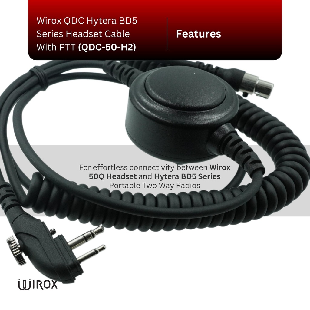 Wirox QD Hytera BD5 Series Headset Cable With PTT