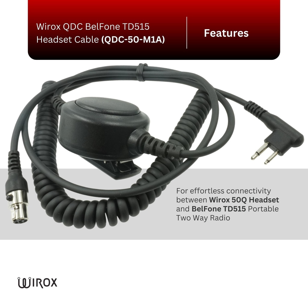 Wirox QD BelFone TD515 Headset Cable With PTT