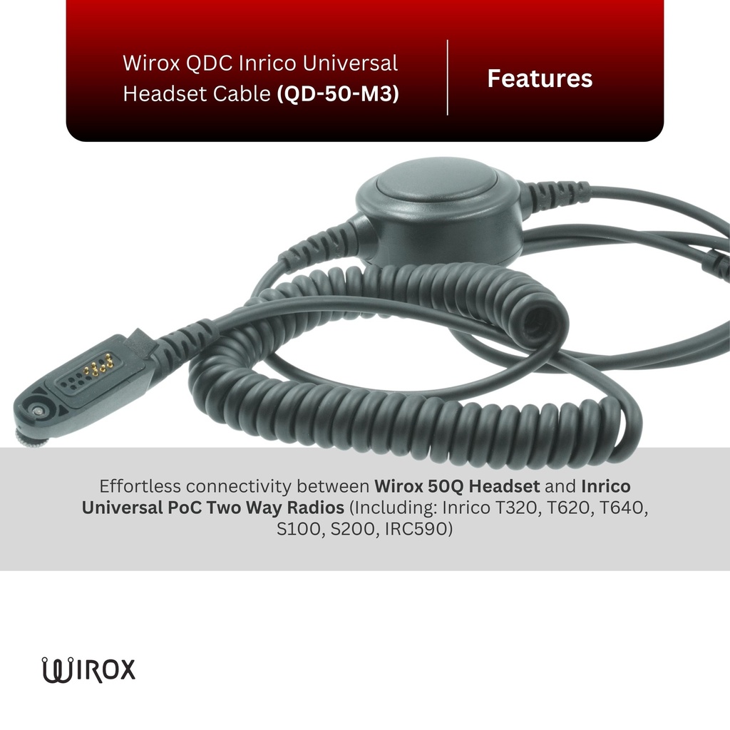 Wirox QD Inrico Universal Headset Cable With PTT